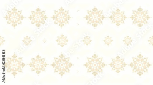 A seamless pattern of delicate lace motifs, rendered in a soft white color on a subtle ivory background, exhibiting a vintage aesthetic with an intricate, detailed design, arranged in .