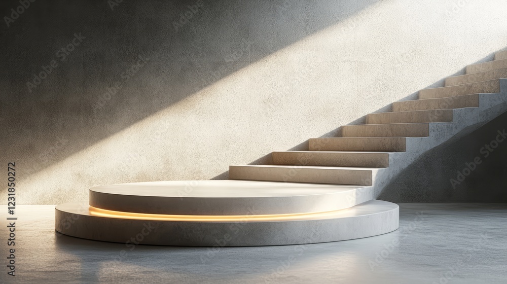 Naklejka premium Minimalistic podium in a close-up shot, with a sleek and modern design, perfect for product display in a contemporary setting 