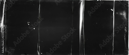 Distressed film overlay with water damage and textured appearance on black background