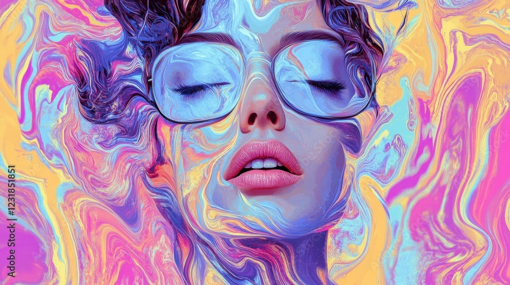 Abstract Portrait of a Woman With Eyes Closed Abstract Portrait of a Woman With Eyes Closed