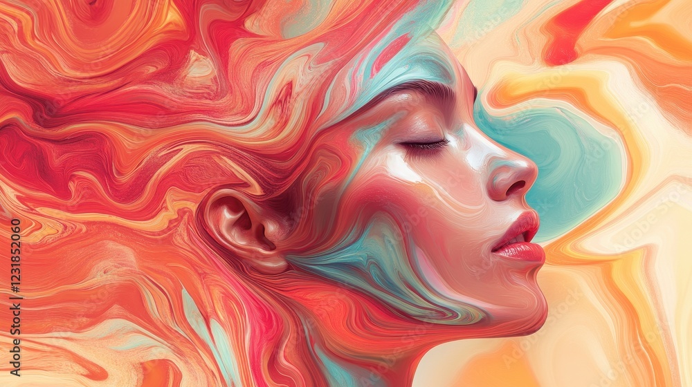 Abstract Portrait Of A Woman In Swirling Paint Abstract Portrait Of A Woman In Swirling Paint