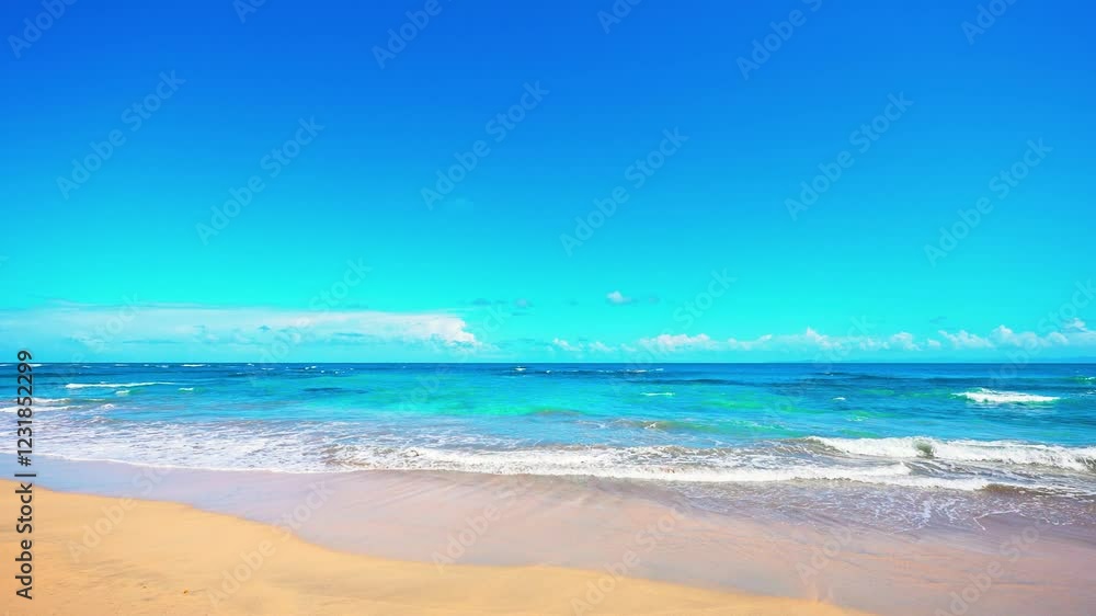 Panoramic view of sky with white clouds over blue ocean. Aerial view of crystal clear sea water texture. Calm sea wave on white sand. Natural blue background. Blue ocean wave. Summer sea. Panoramic view of sky with white clouds over blue ocean. Aerial view of crystal clear sea water texture. Calm sea wave on white sand. Natural blue background. Blue ocean wave. Summer sea.