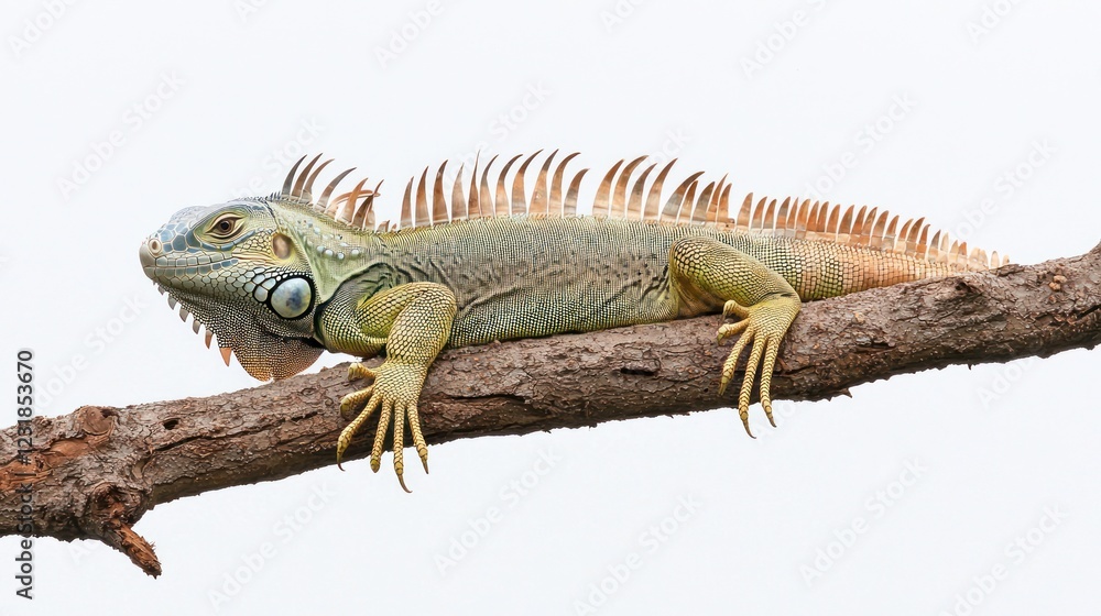 Fototapeta premium Green And Brown Iguana on a Branch