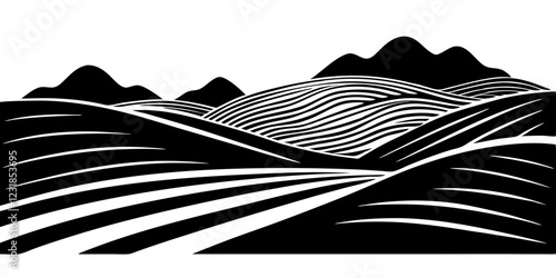 hills background black silhouette vector, Simple silhouette Design vector  with white background.