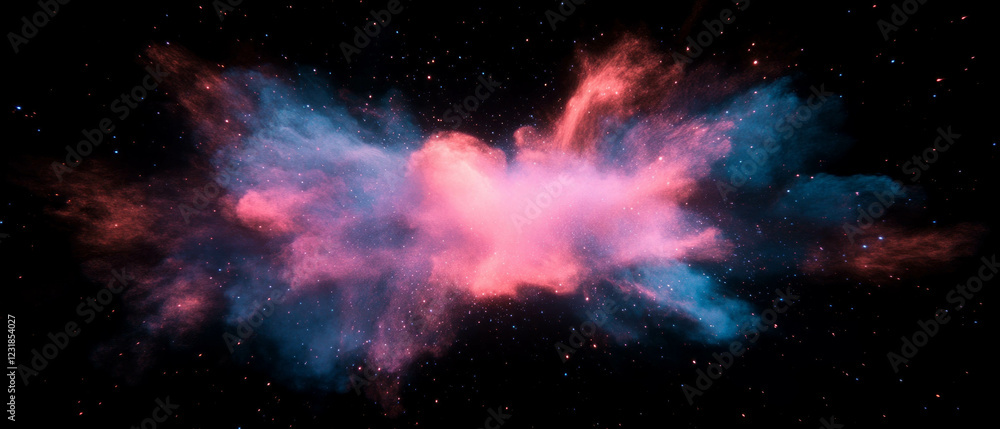 Naklejka premium Explosive display of vibrant fireworks lighting up a dark sky during a night celebration