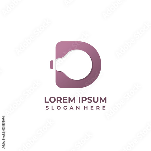 Vector letter D with bulb log...