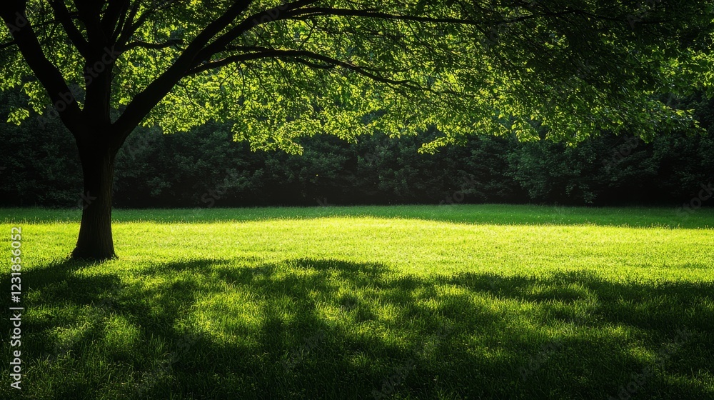 Obraz premium Serene nature scene lush green field landscape photography tranquil environment ground level view