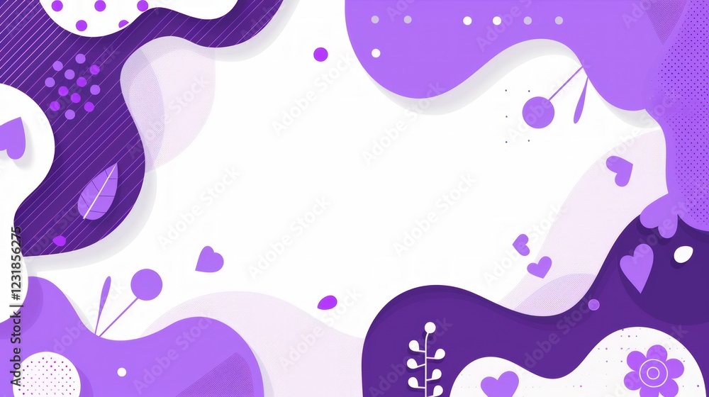 Obraz premium Abstract Purple Floral Design: A Lavish White Background with Fluid Shapes and Delicate Elements