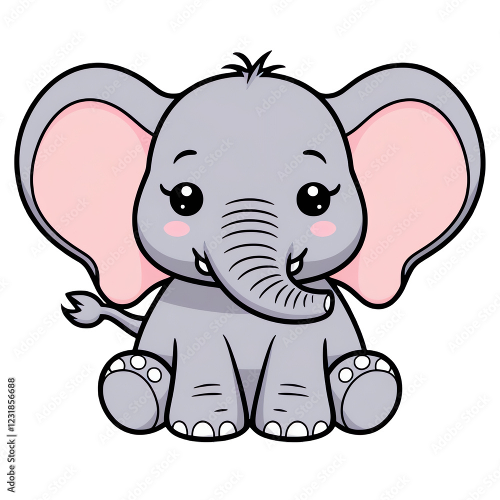 Naklejka premium cute kawaii elephant on a transparent background