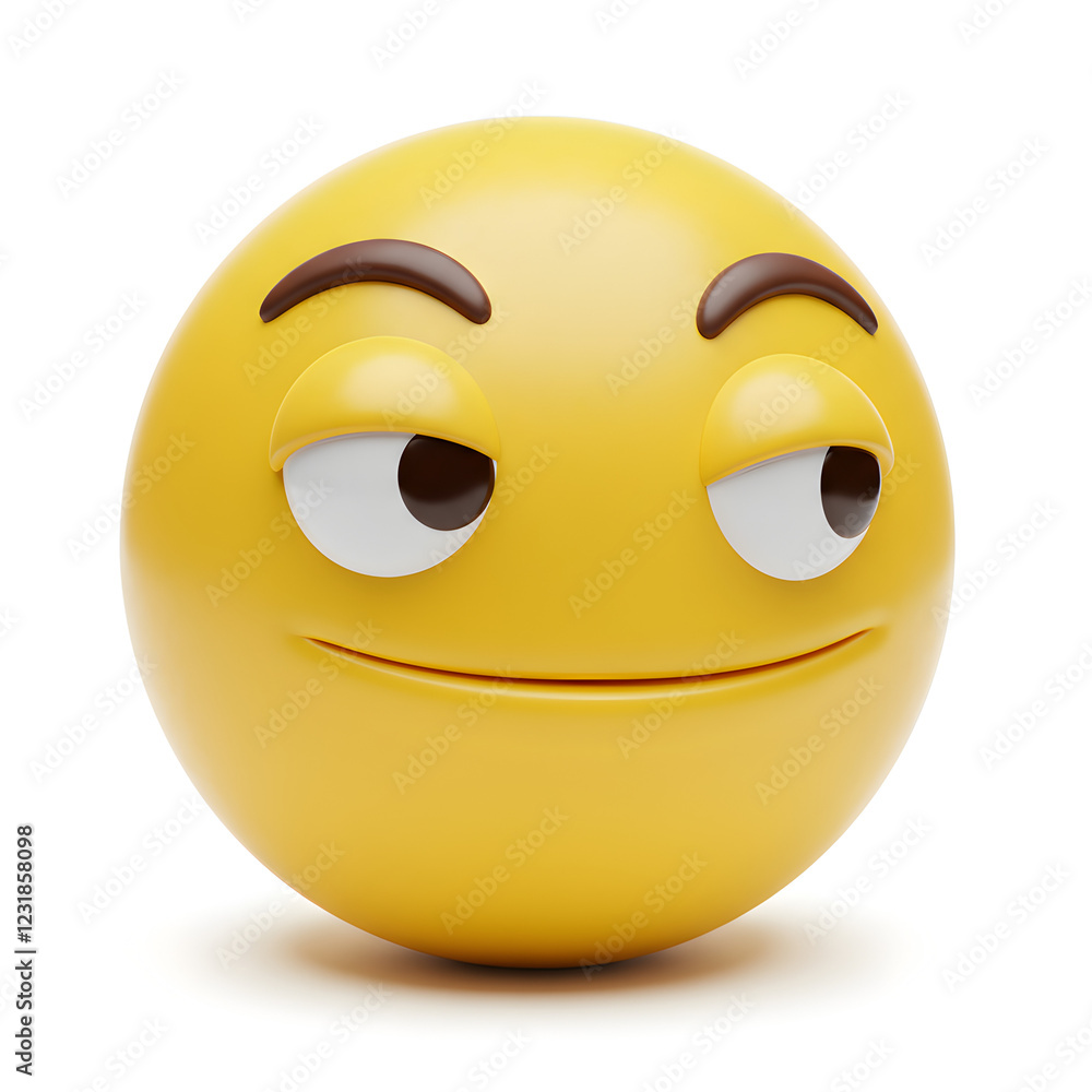 Fototapeta premium Playful and Whimsical Smiley Emoji with Raised Eyebrows and Chee