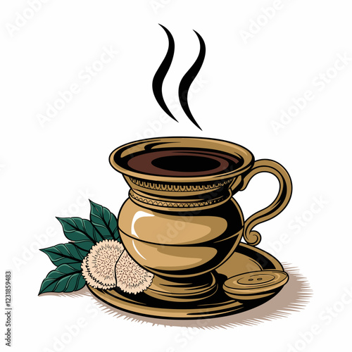 Traditional South Indian Filter Coffee in Brass Cup