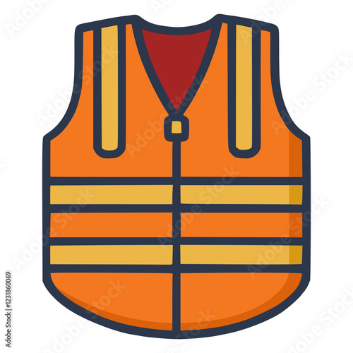 safety vest jacket protect work flat color vector illustration template design