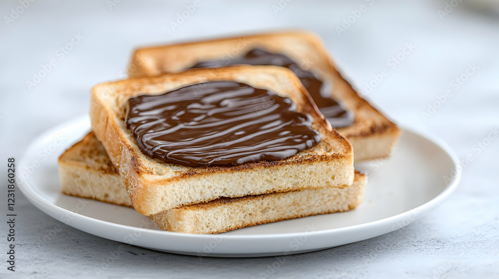 Chocolate spread toast breakfast plate Chocolate spread toast breakfast plate