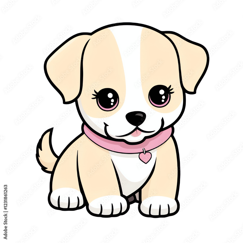 Obraz premium cute kawaii puppy on a transparent background
