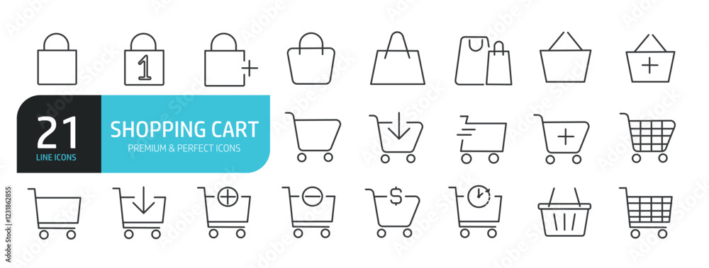 Set of line icons related to shopping cart, basket. Outline icons collection. Editable stroke. Vector illustration. Set of line icons related to shopping cart, basket. Outline icons collection. Editable stroke. Vector illustration.