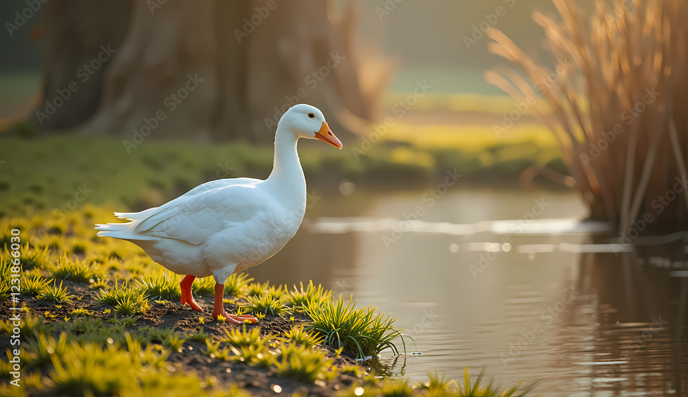 Fototapeta premium goose livestock outside 