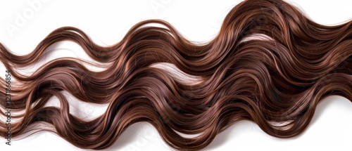 Long wavy hair on white background. Ideal for advertising cosmetics and hair care products.