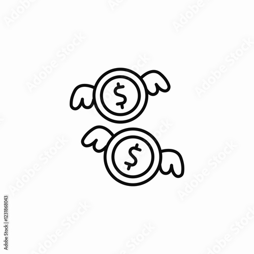flying cash icon sign vector