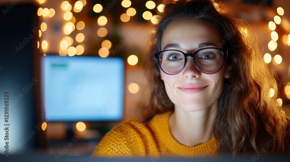Late night coding session of a passionate female programmer at home Late night coding session of a passionate female programmer at home