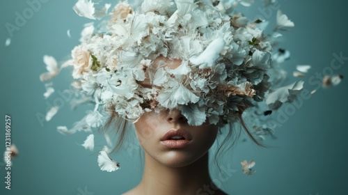 Surreal dreamscape where the mind blooms with soft petals and whispers