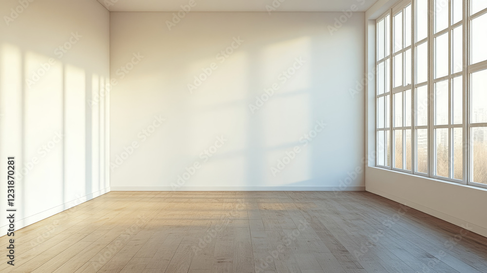 Fototapeta premium Empty photo studio interior with white backstage