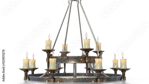 medieval chandelier on white background