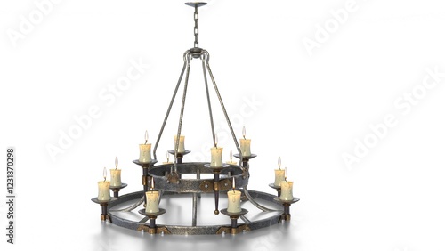 medieval chandelier on white background