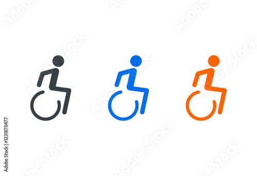 Access ramp icon set . Wheelchair handicap icon isolated on white