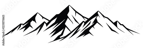 Silhouette mountain range isolated on white background, vector design