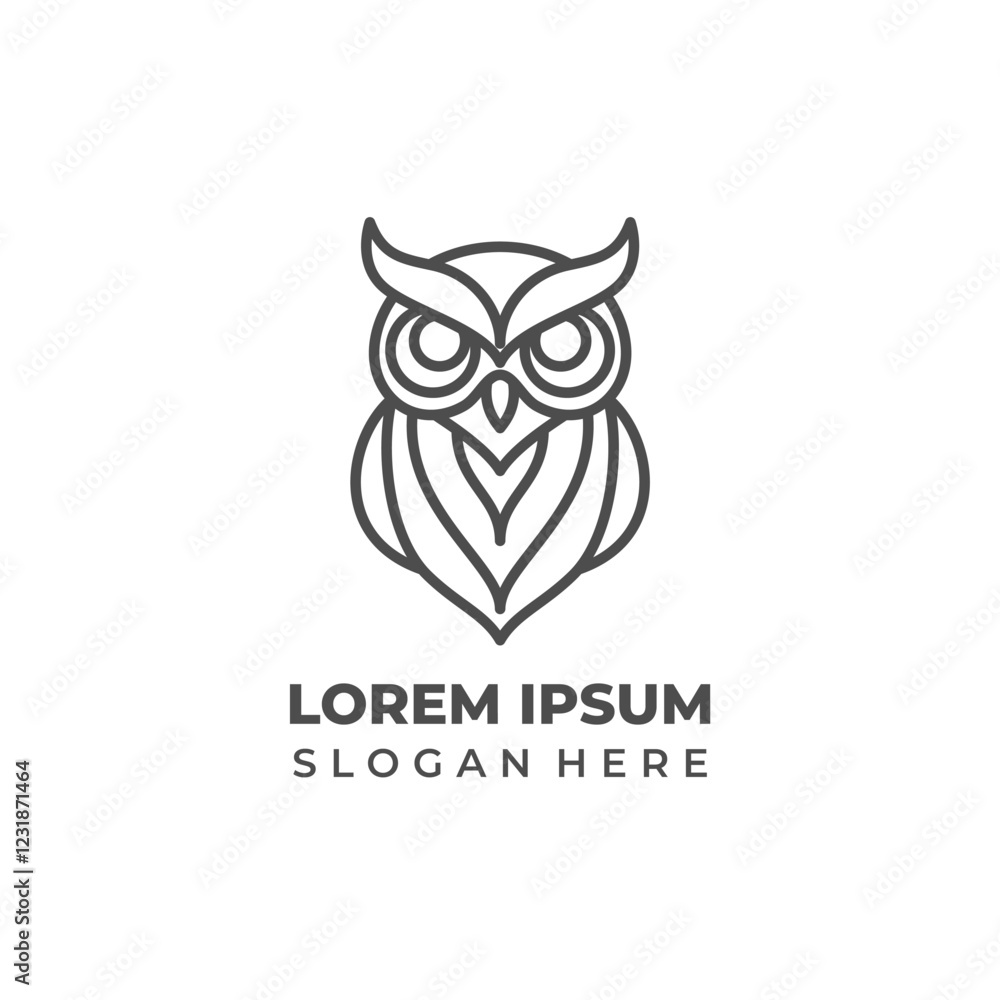Modern owl logo with a simple design, perfect for businesses or brands aiming for an elegant and professional look Modern owl logo with a simple design, perfect for businesses or brands aiming for an elegant and professional look