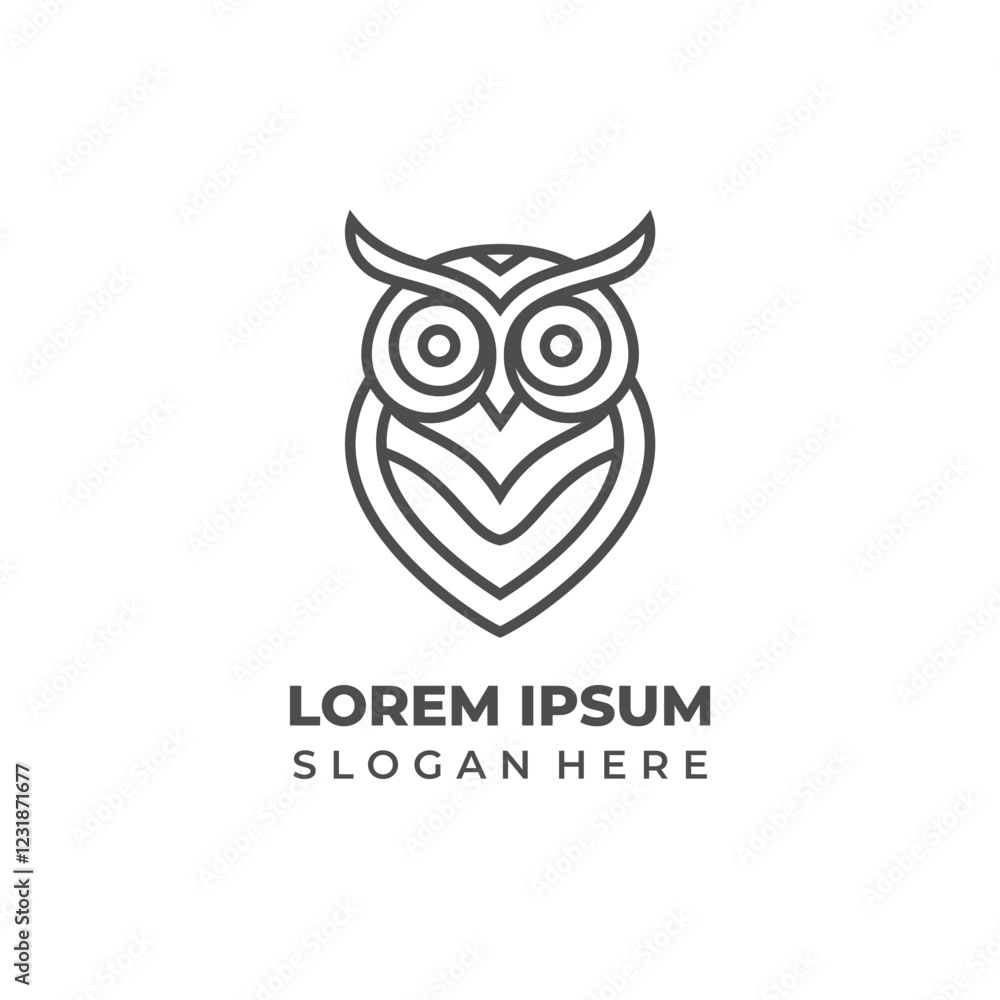 Modern owl logo with a simple design, perfect for businesses or brands aiming for an elegant and professional look Modern owl logo with a simple design, perfect for businesses or brands aiming for an elegant and professional look