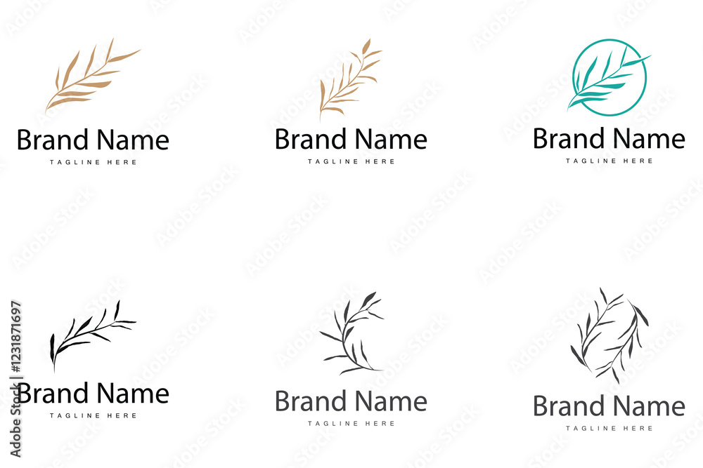 Naklejka premium Botanical logo design plant ornament nature plant icon flower leaf line model