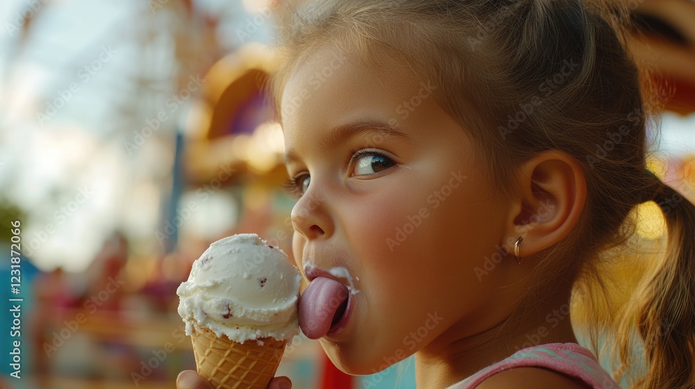 A young girl enjoying a cold treat on a warm day A young girl enjoying a cold treat on a warm day