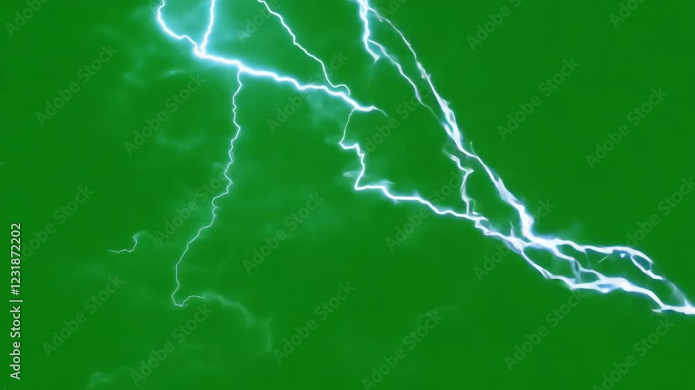 thunder storm effect against a green screen background