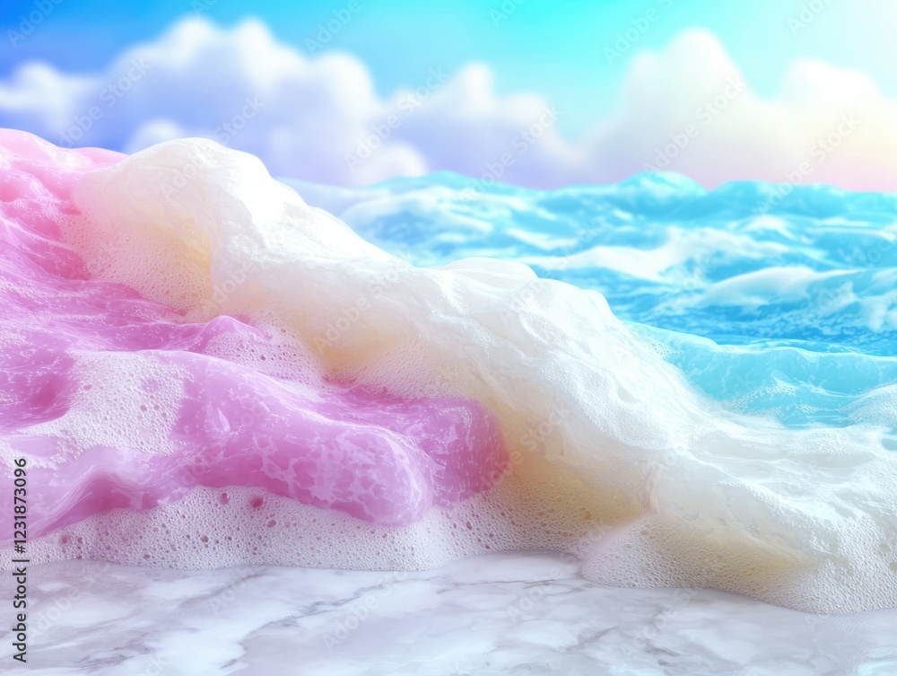 Fototapeta premium Colorful foamy textures resembling desserts.