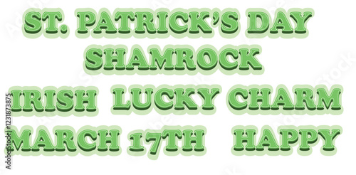 shamrock st patricks day irish lucky charm text elements