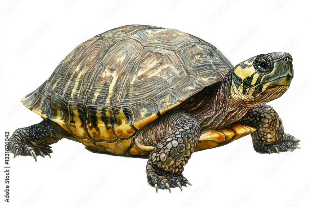 Striped and patterned turtle shell, detailed illustration. Striped and patterned turtle shell, detailed illustration.
