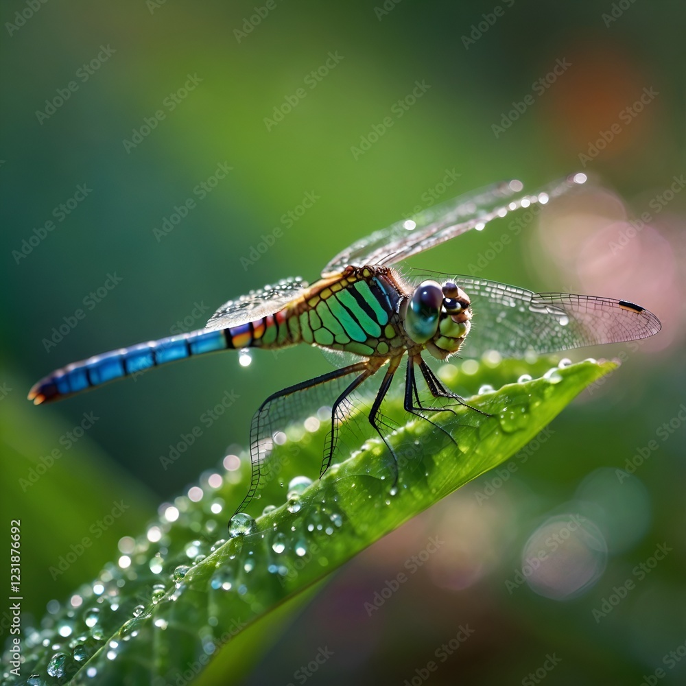 dragonfly, macro photography, 8K ultra HD, high resolution, nature photography, dewdrops, morning light, vibrant colors, insect photography, wildlife photography, green leaf, shimmering wings, close-u dragonfly, macro photography, 8K ultra HD, high resolution, nature photography, dewdrops, morning light, vibrant colors, insect photography, wildlife photography, green leaf, shimmering wings, close-u