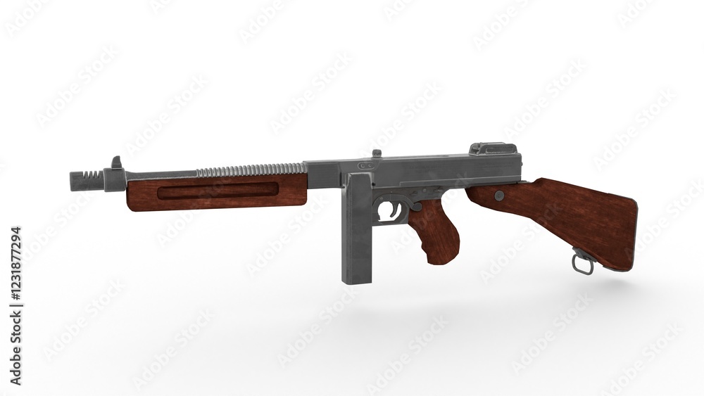 thompson submachine gun with white background thompson submachine gun with white background