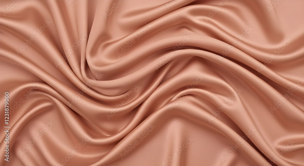 Fototapeta premium Flesh colored silk satin velvet fabric. Elegant Luxury Rich. Curtain drapery fold line wave flow. design