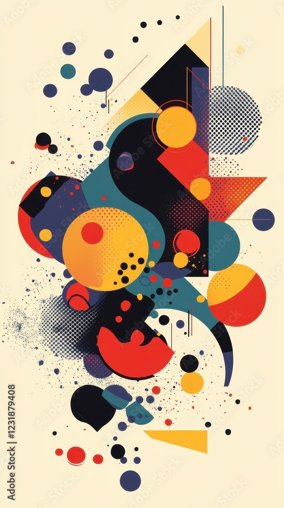 Fototapeta premium Abstract Geometric Composition Featuring Circles and Shapes