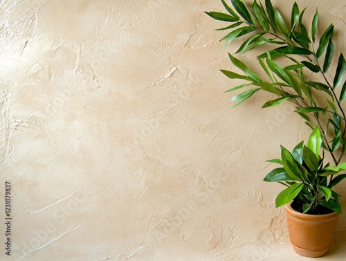 Elegant indoor plant with a textured background. photo