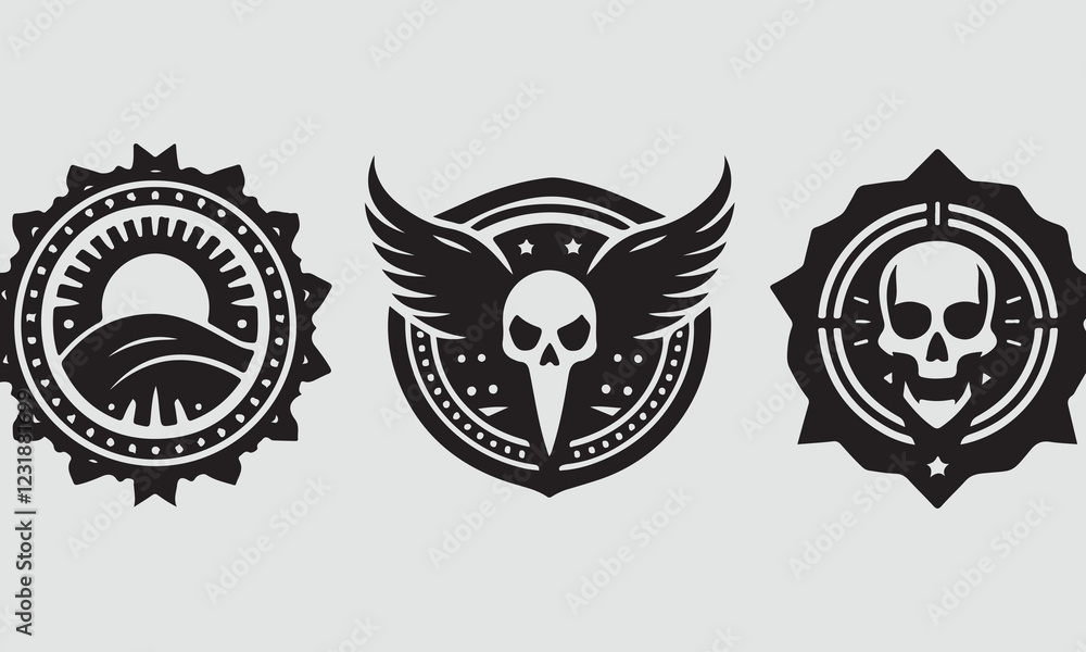 Fototapeta premium Vintage Airplane And Skull Vector Logos