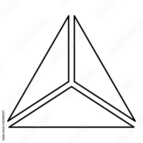 Pyramid shape triangle view from above Sacred geometry contour outline line icon black color vector illustration image thin flat style