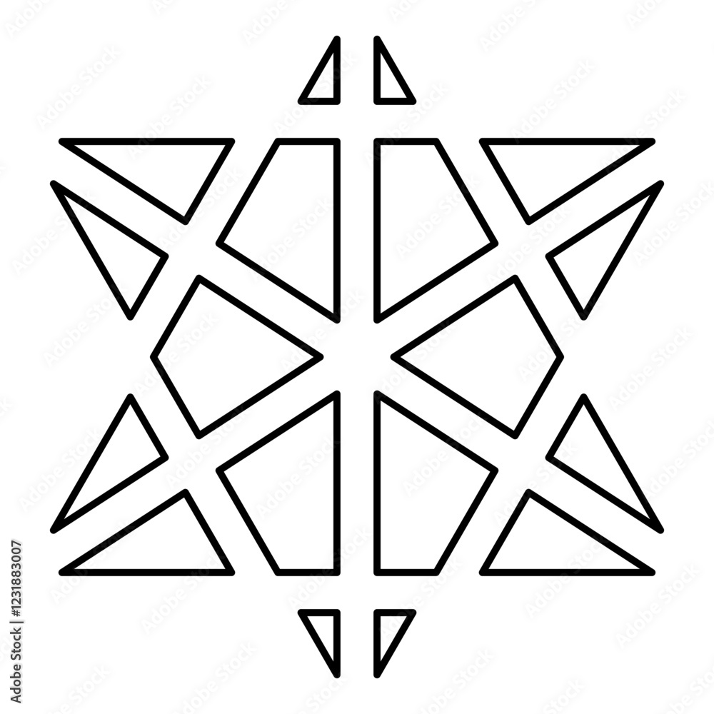 Metatron cube Sacred geometry contour outline line icon black color vector illustration image thin flat style Metatron cube Sacred geometry contour outline line icon black color vector illustration image thin flat style