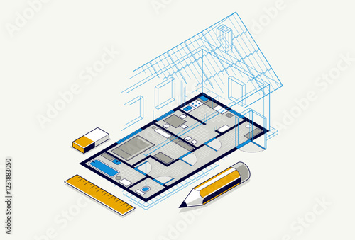 House floorplan drawing wit...