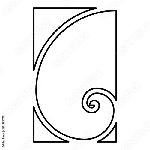 Golden ratio section Sacred geometry symbol ration proportions contour outline line icon black color vector illustration image thin flat style