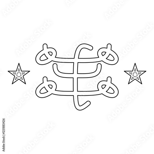 Symbol Persni Bahaism Baha'i Bahai contour outline line icon black color vector illustration image thin flat style