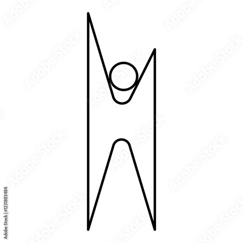 Symbol humanism strong person happy man contour outline line icon black color vector illustration image thin flat style