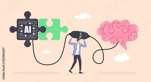 representing AI machine learning and neural network technology, depicting the collaboration between humans and artificial intelligence.